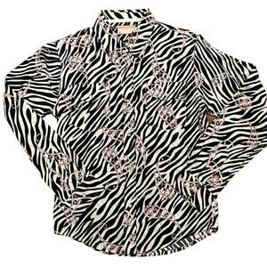 Ransom Ranch Girls XL Zebra and Pink Paisley Western Pink Pearl Snap Shirt
